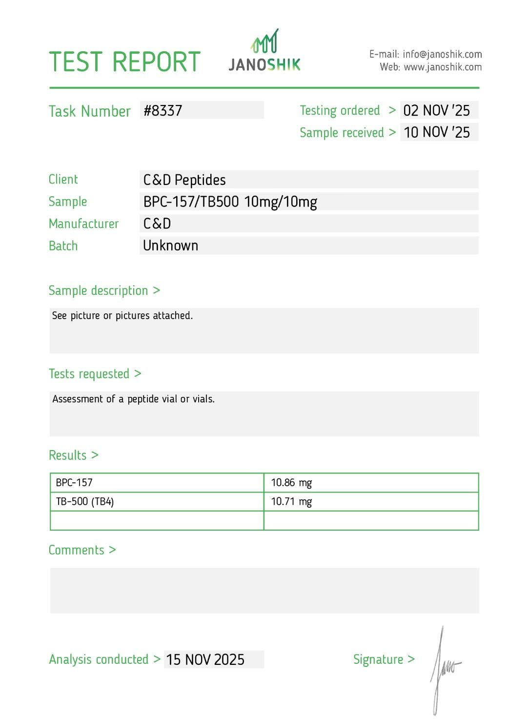 BPC 157 + TB500 20MG C & D Peptides BPC 157 + TB500 20MG C & D Peptides